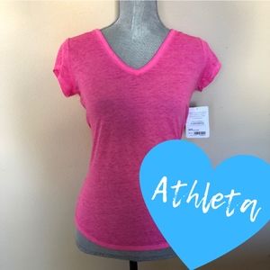 NWT ATHLETA Pink V Neck Womens T Shirt